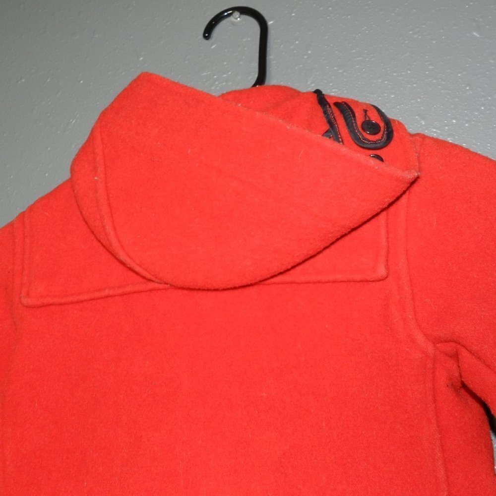 Les Petits Girls Red Button Down France Hooded Coat Size 15 Inch Pit To Pit - Picture 7 of 9